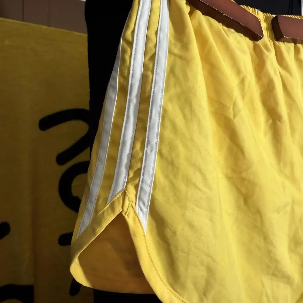 Adidas Yellow Vintage Athletic Swim Shorts with Stripes - Picture 6 of 7